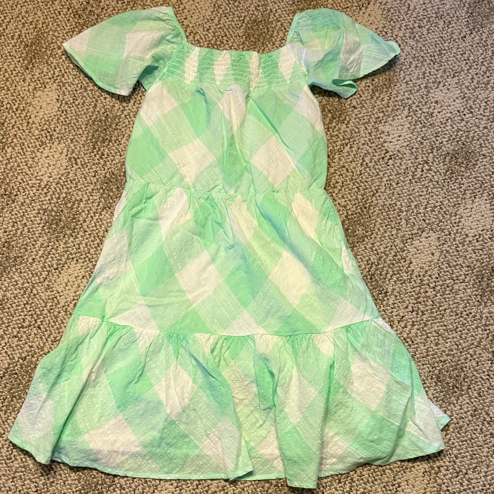 Cat & Jack Mint and White Plaid Kids Dress